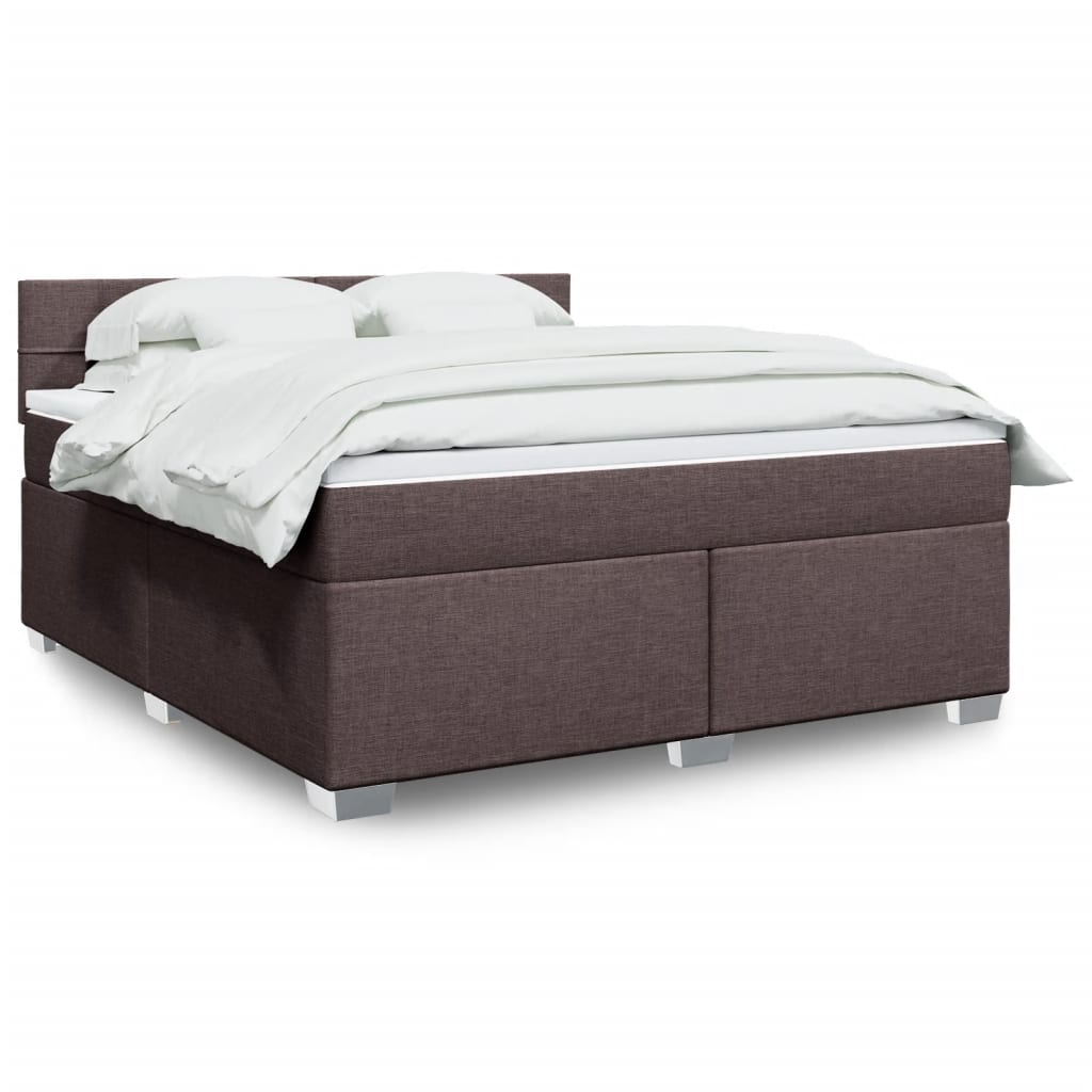 vidaXL Cama box spring con colchón tela marrón oscuro 180x200 cm