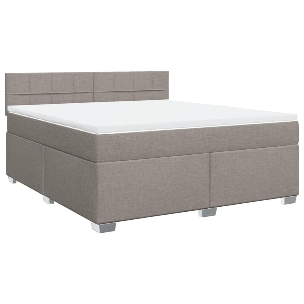 vidaXL Cama box spring con colchón tela gris taupe 180x200 cm