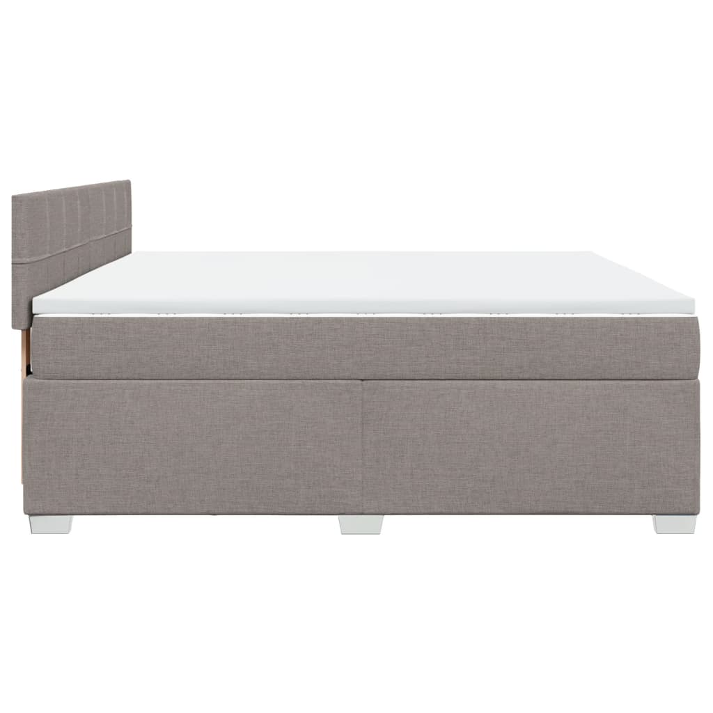 vidaXL Cama box spring con colchón tela gris taupe 180x200 cm