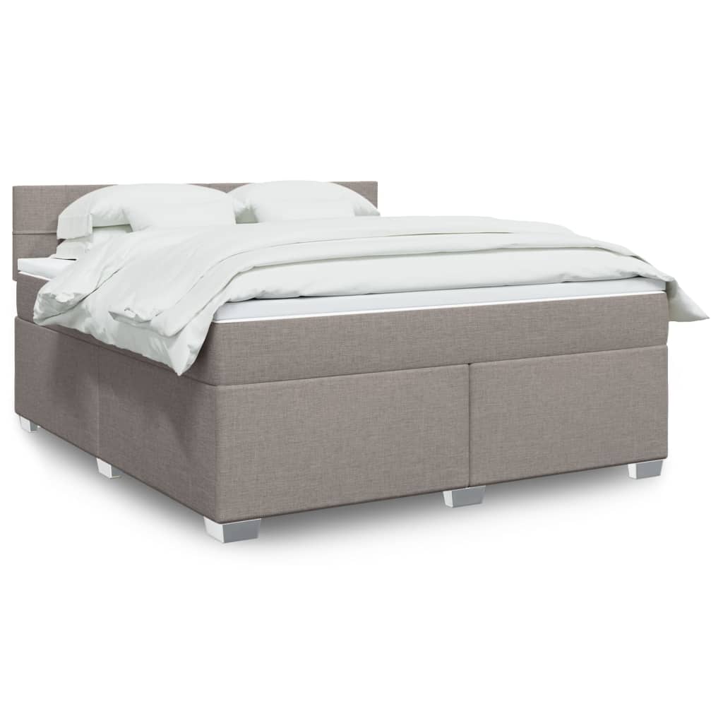 vidaXL Cama box spring con colchón tela gris taupe 180x200 cm