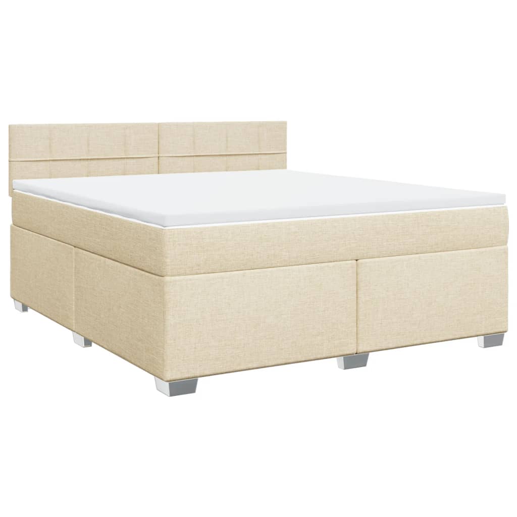 vidaXL Cama box spring con colchón tela color crema 180x200 cm