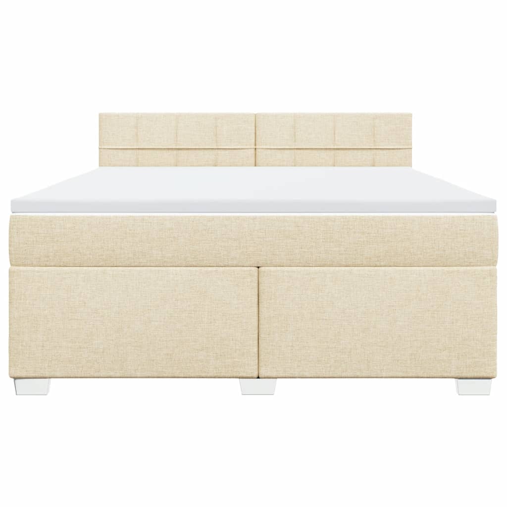 vidaXL Cama box spring con colchón tela color crema 180x200 cm