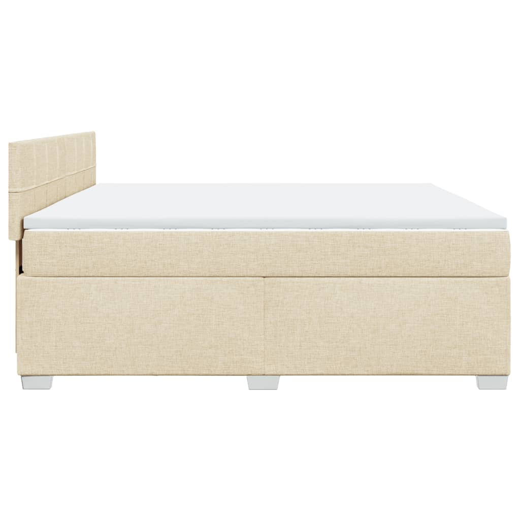 vidaXL Cama box spring con colchón tela color crema 180x200 cm