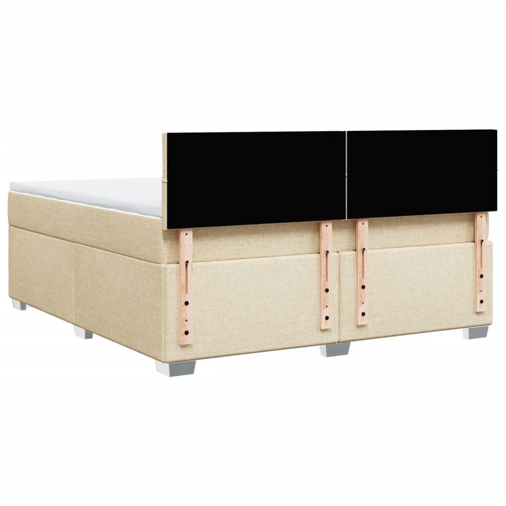 vidaXL Cama box spring con colchón tela color crema 180x200 cm