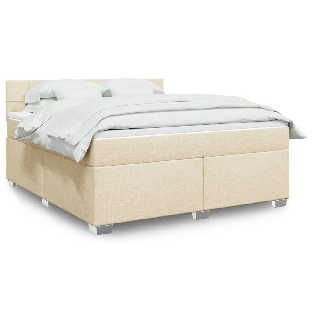 vidaXL Cama box spring con colchón tela color crema 180x200 cm