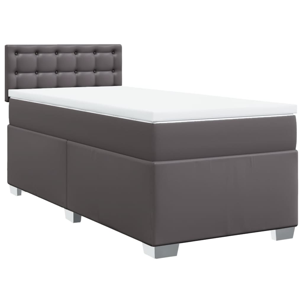 vidaXL Cama box spring con colchón cuero sintético gris 80x200 cm