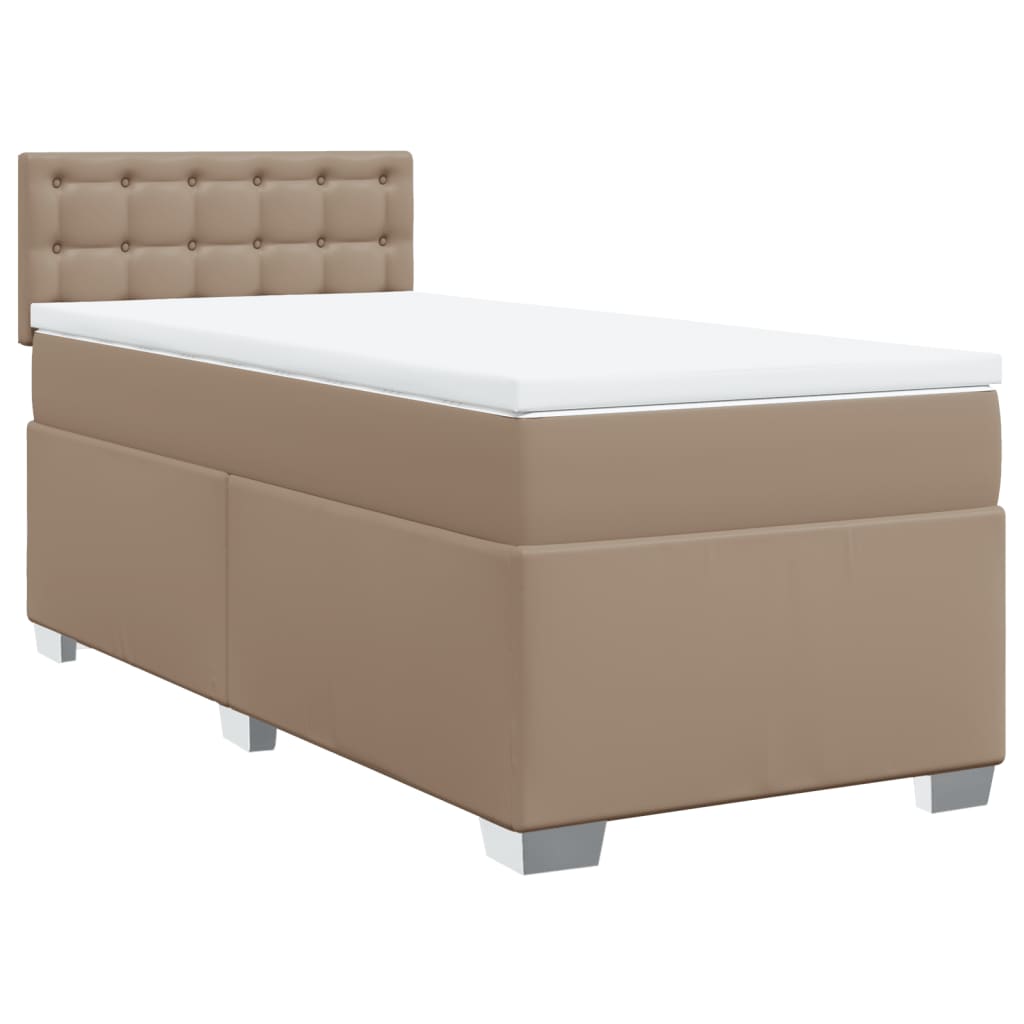 vidaXL Cama box spring con colchón cuero sintético capuchino 80x200 cm