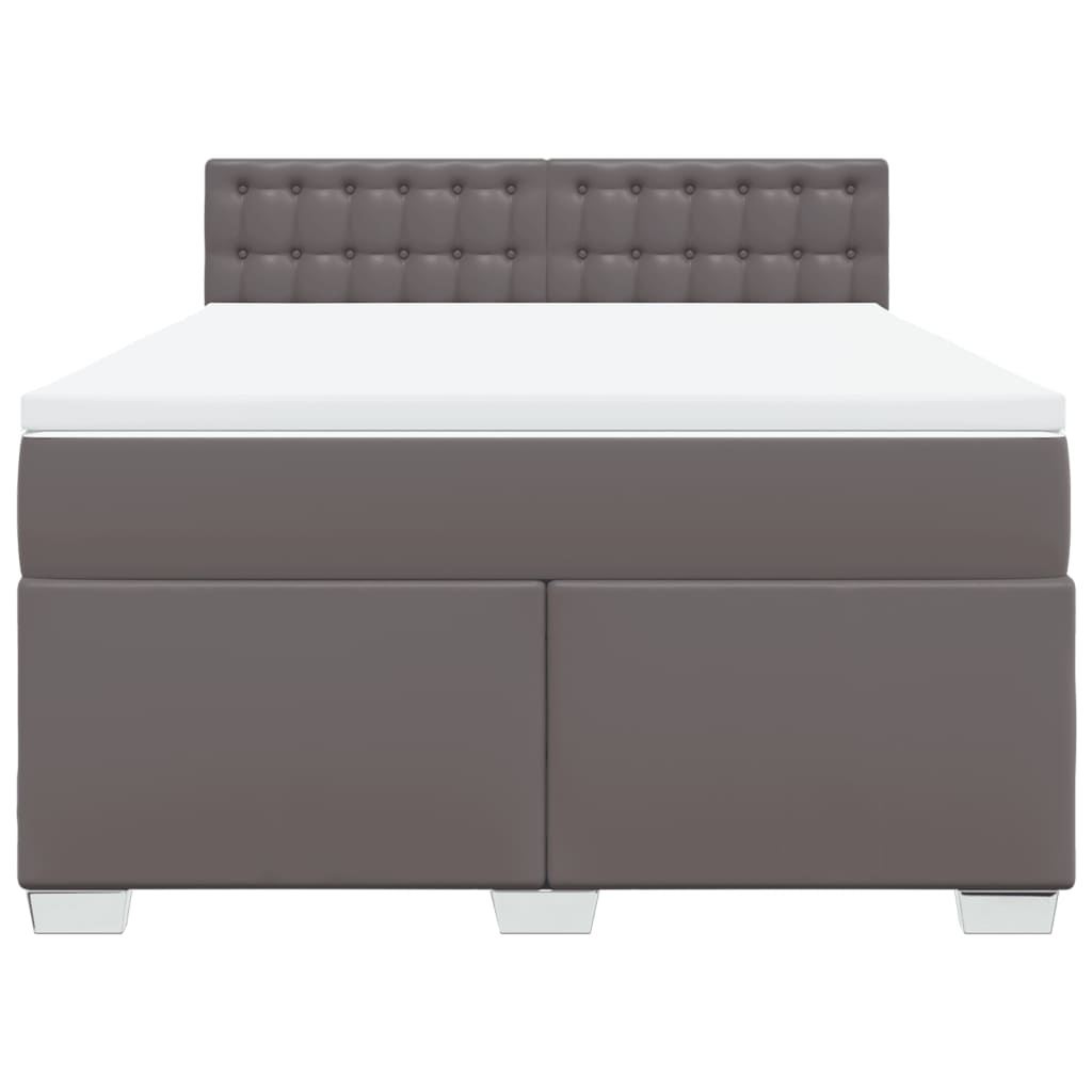 vidaXL Cama box spring con colchón cuero sintético gris 140x190 cm