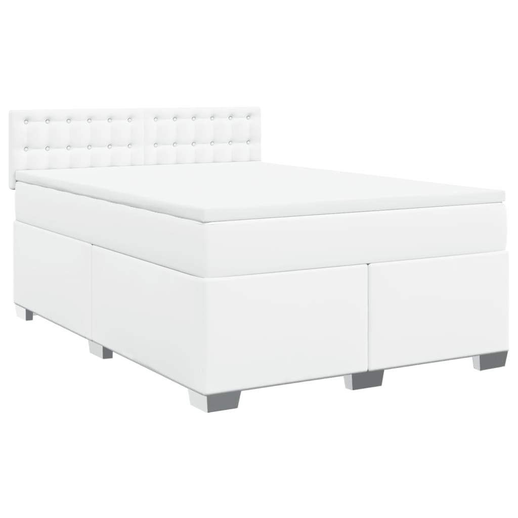 vidaXL Cama box spring con colchón cuero sintético blanco 140x200cm