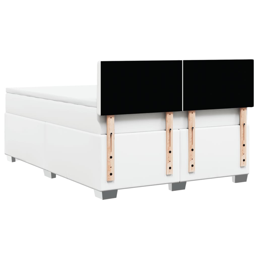 vidaXL Cama box spring con colchón cuero sintético blanco 140x200cm