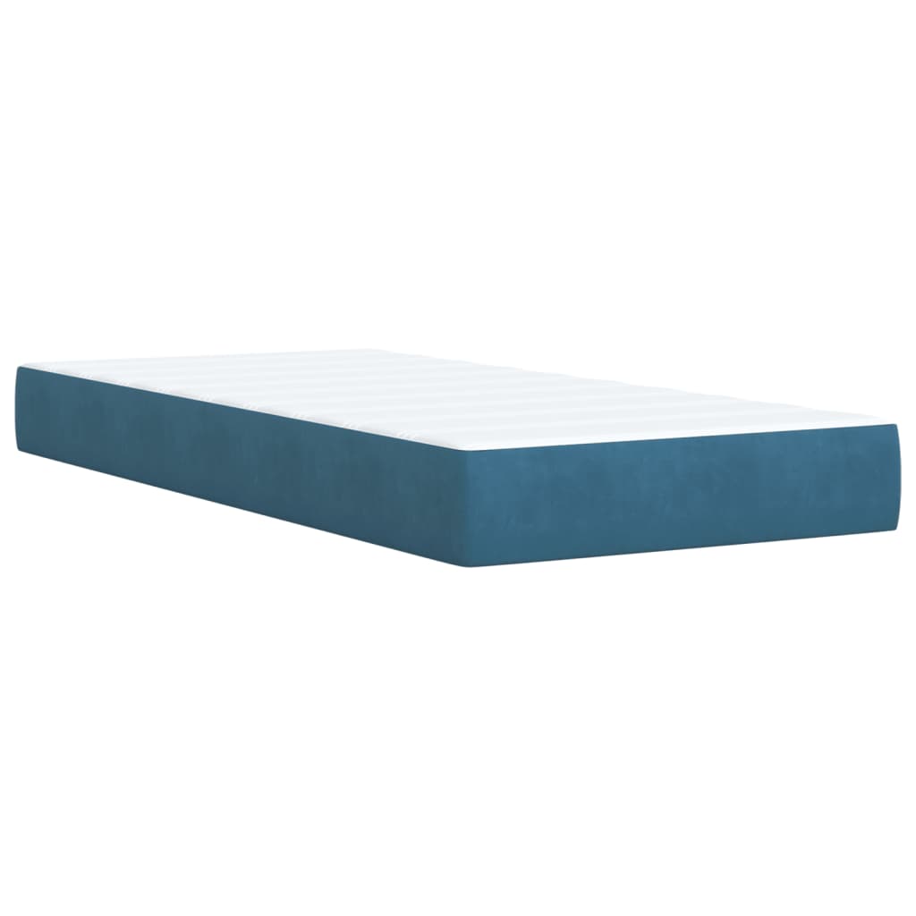 vidaXL Cama box spring con colchón terciopelo azul oscuro 90x190 cm