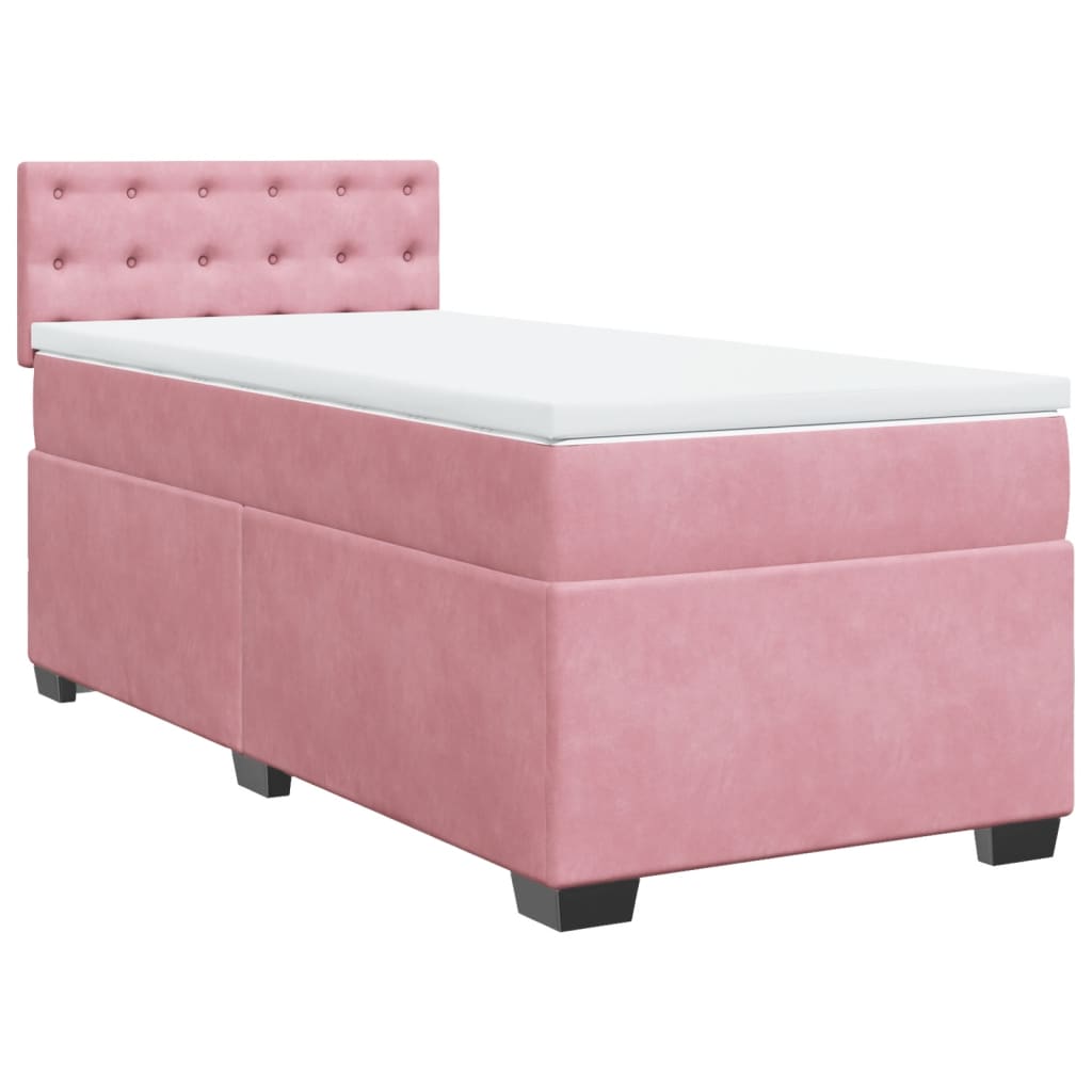 vidaXL Cama box spring con colchón terciopelo rosa 90x190 cm