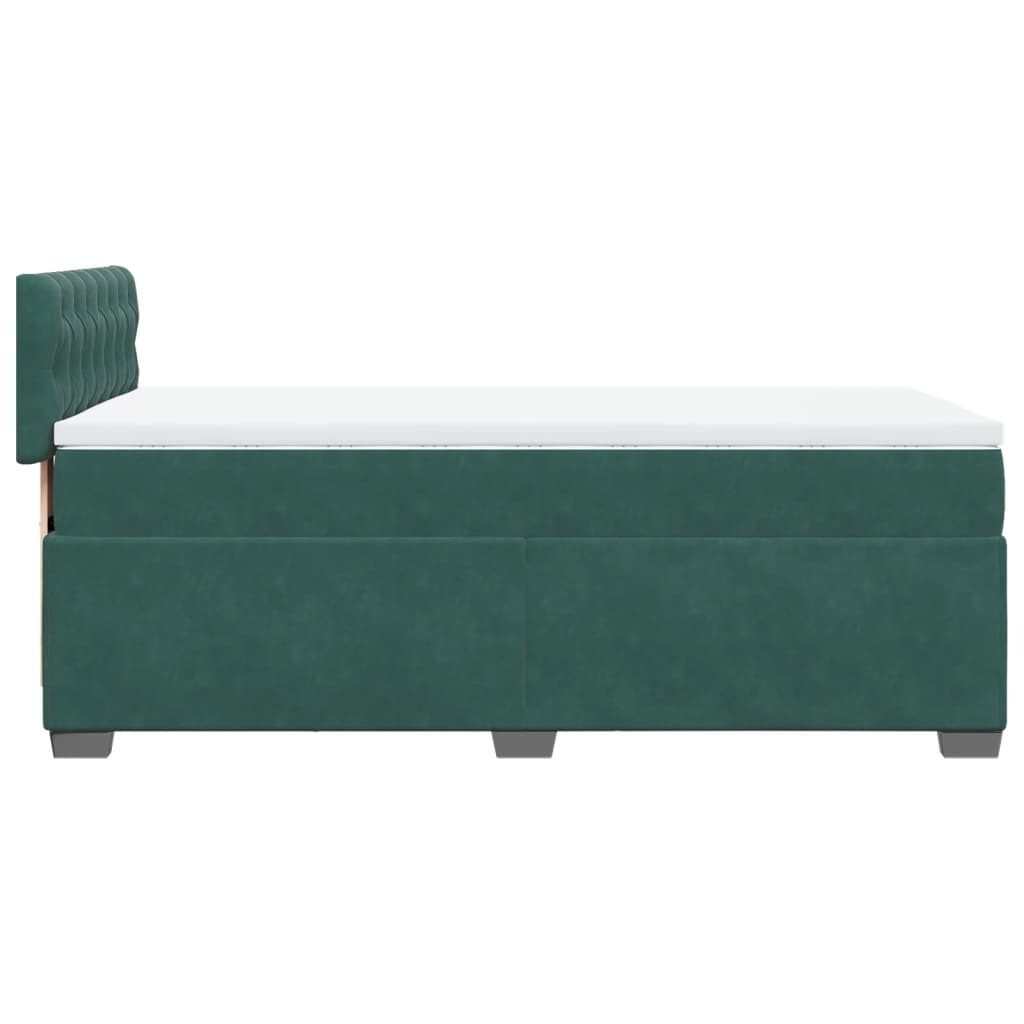 vidaXL Cama box spring con colchón terciopelo verde oscuro 90x190 cm