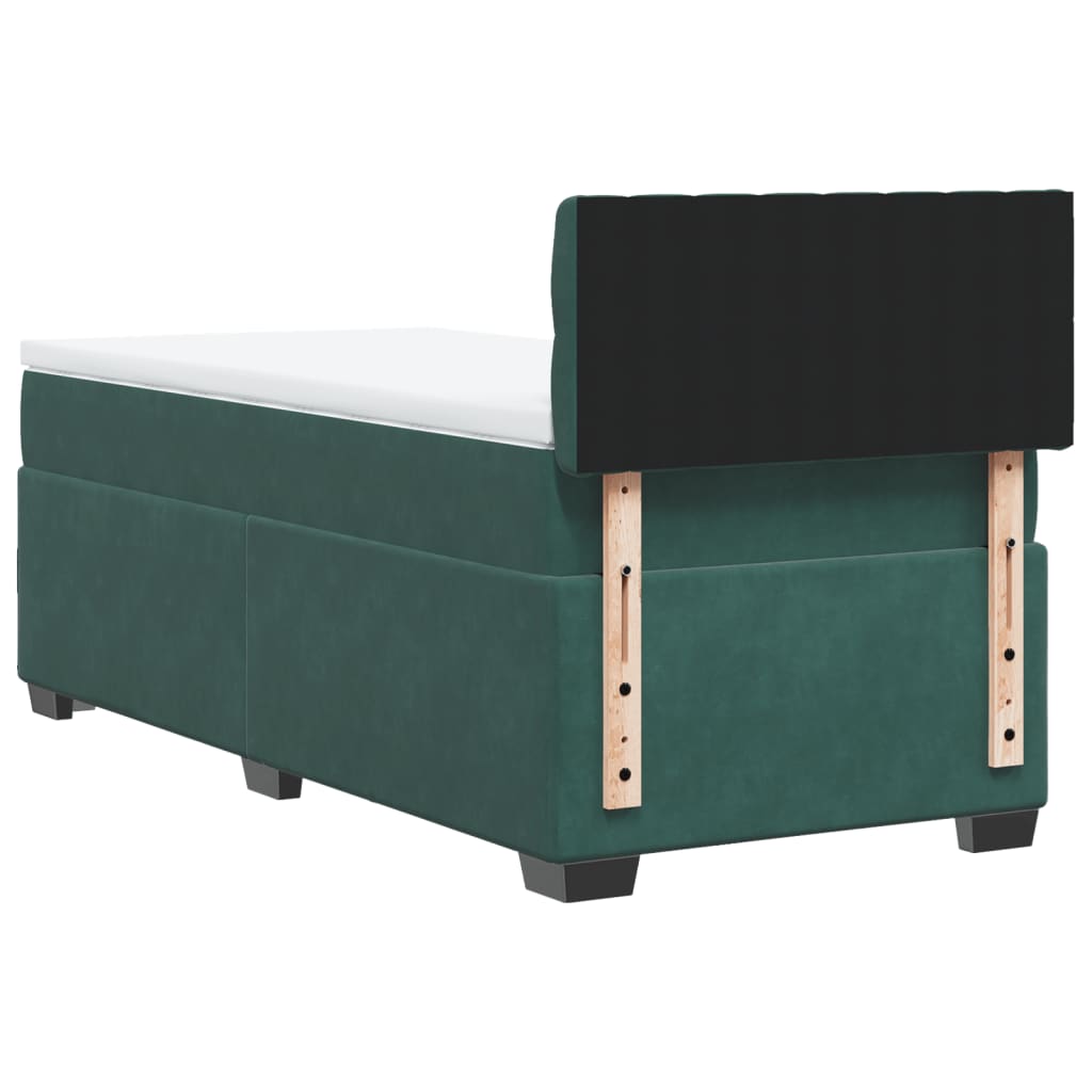 vidaXL Cama box spring con colchón terciopelo verde oscuro 90x190 cm