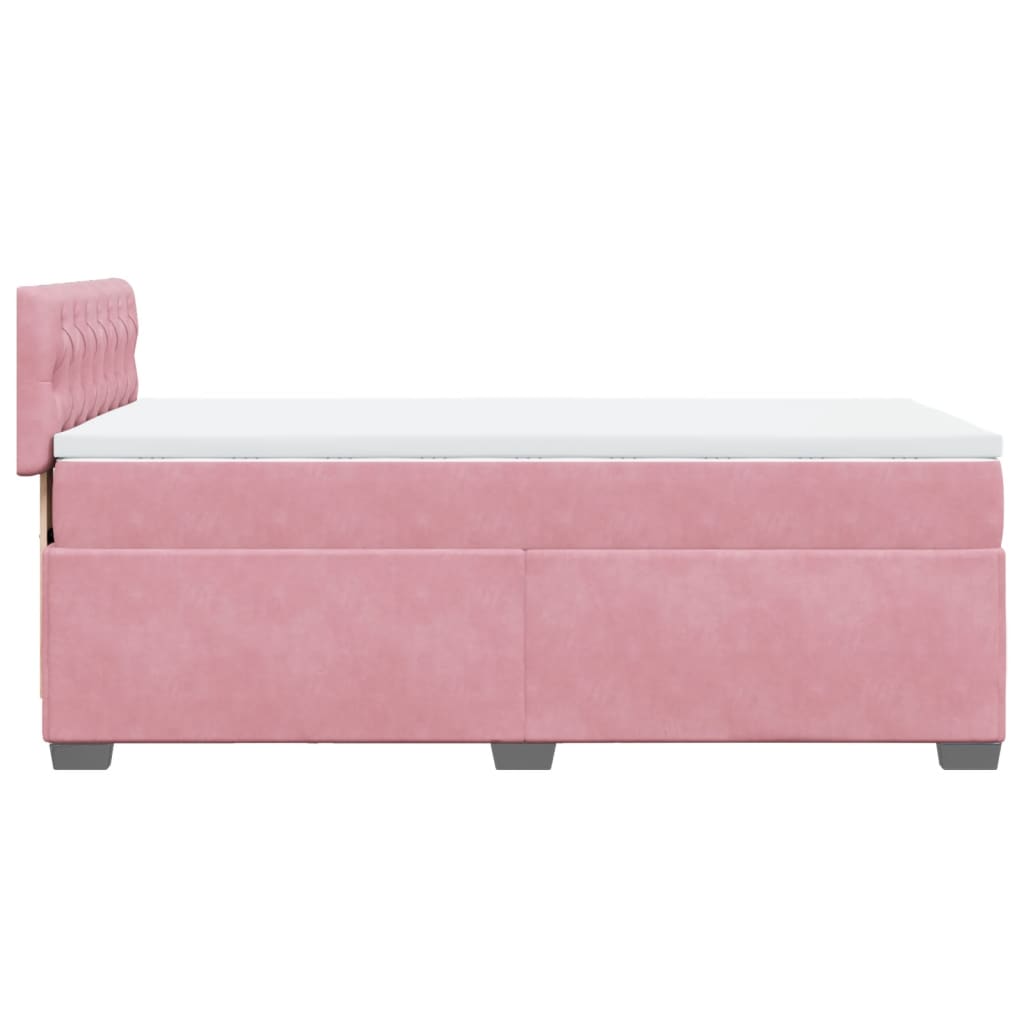 vidaXL Cama box spring con colchón terciopelo rosa 90x190 cm