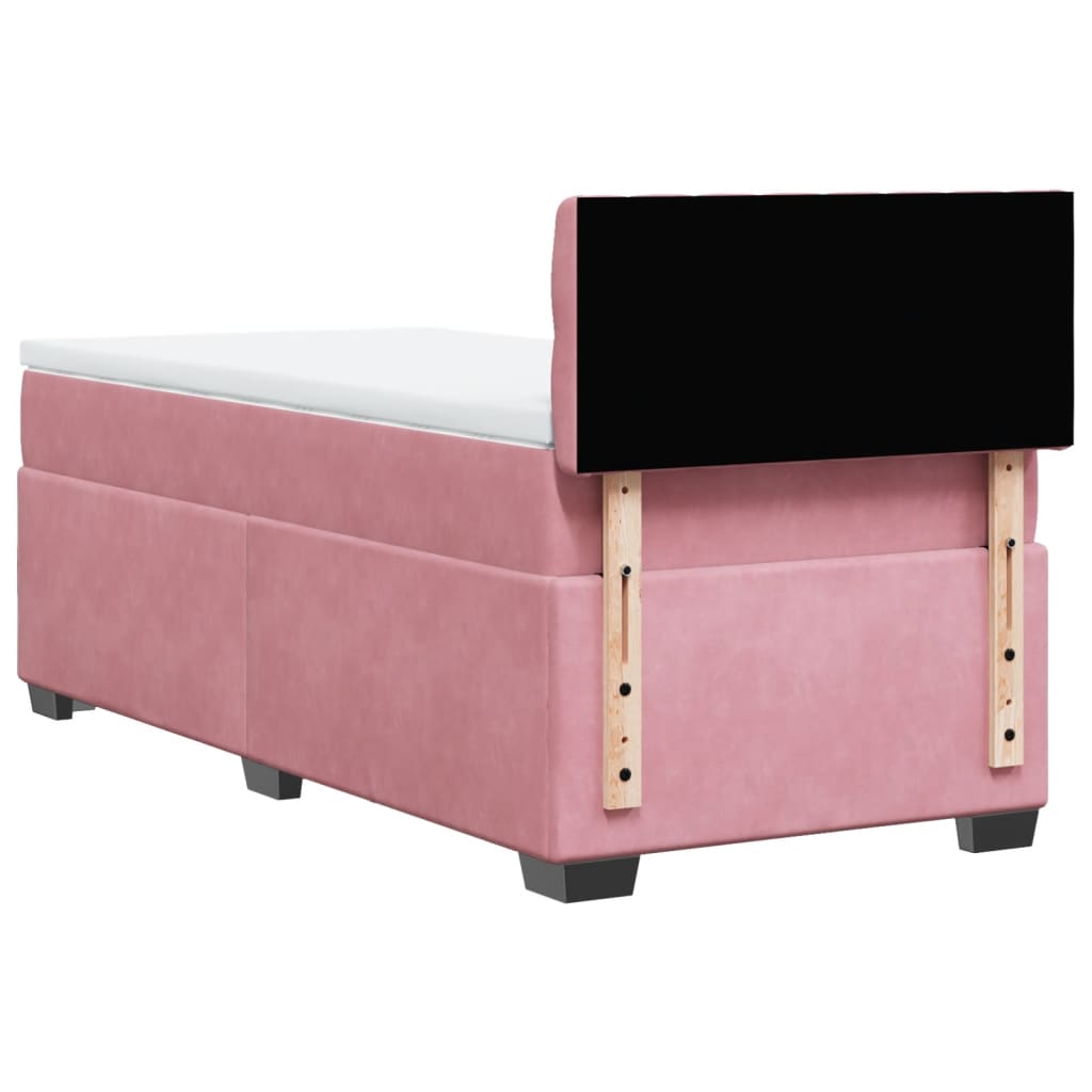 vidaXL Cama box spring con colchón terciopelo rosa 90x190 cm