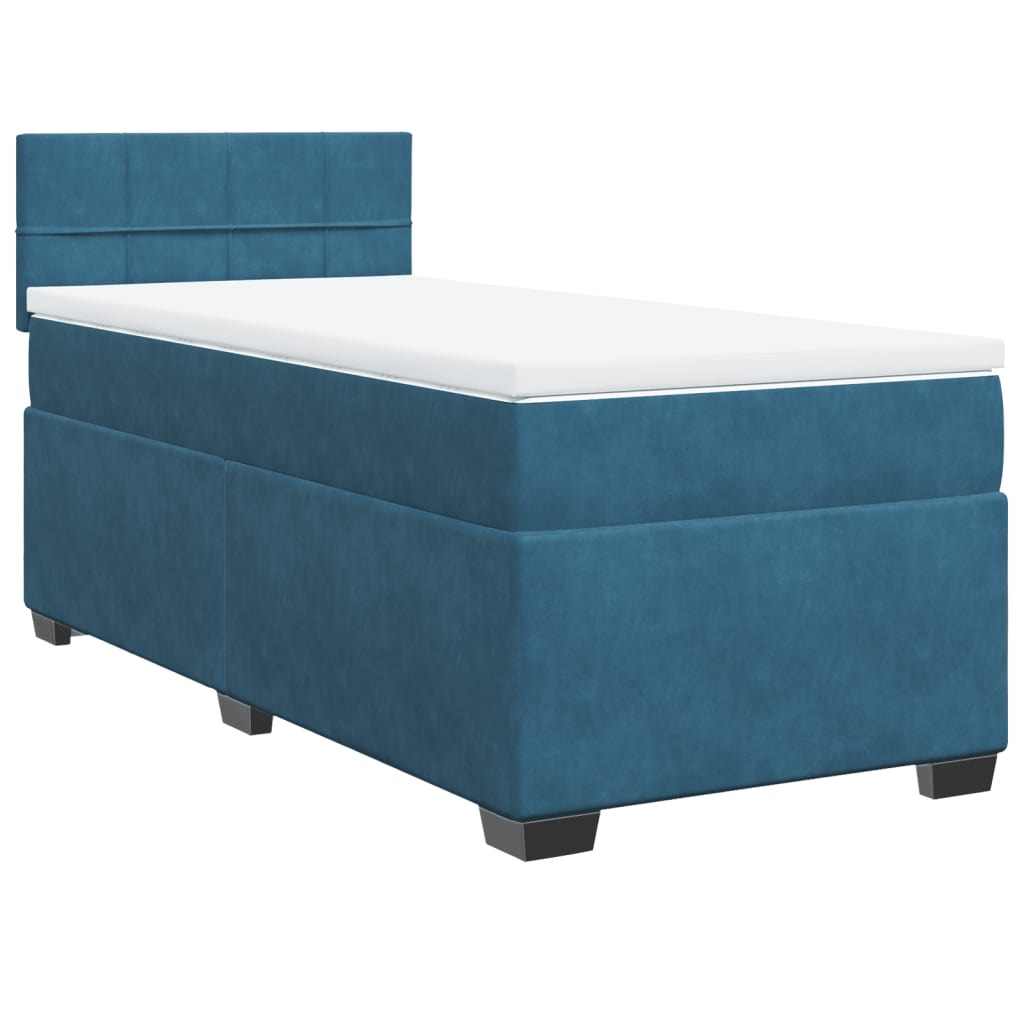 vidaXL Cama box spring con colchón terciopelo azul oscuro 90x190 cm