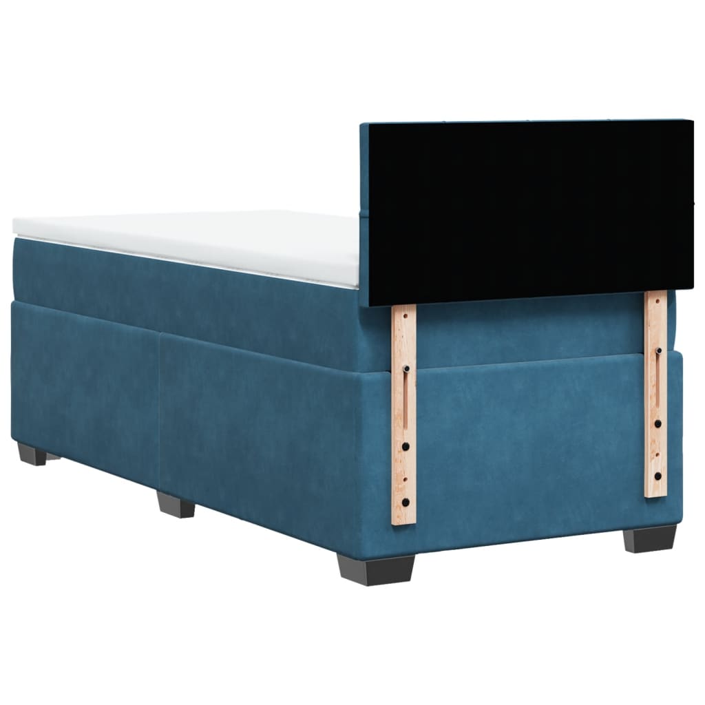 vidaXL Cama box spring con colchón terciopelo azul oscuro 90x190 cm