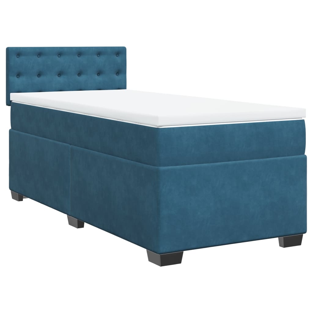 vidaXL Cama box spring con colchón terciopelo azul oscuro 90x200 cm