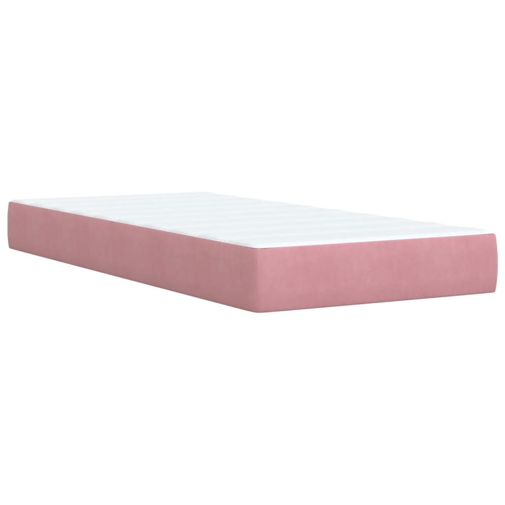 vidaXL Cama box spring con colchón terciopelo rosa 90x200 cm