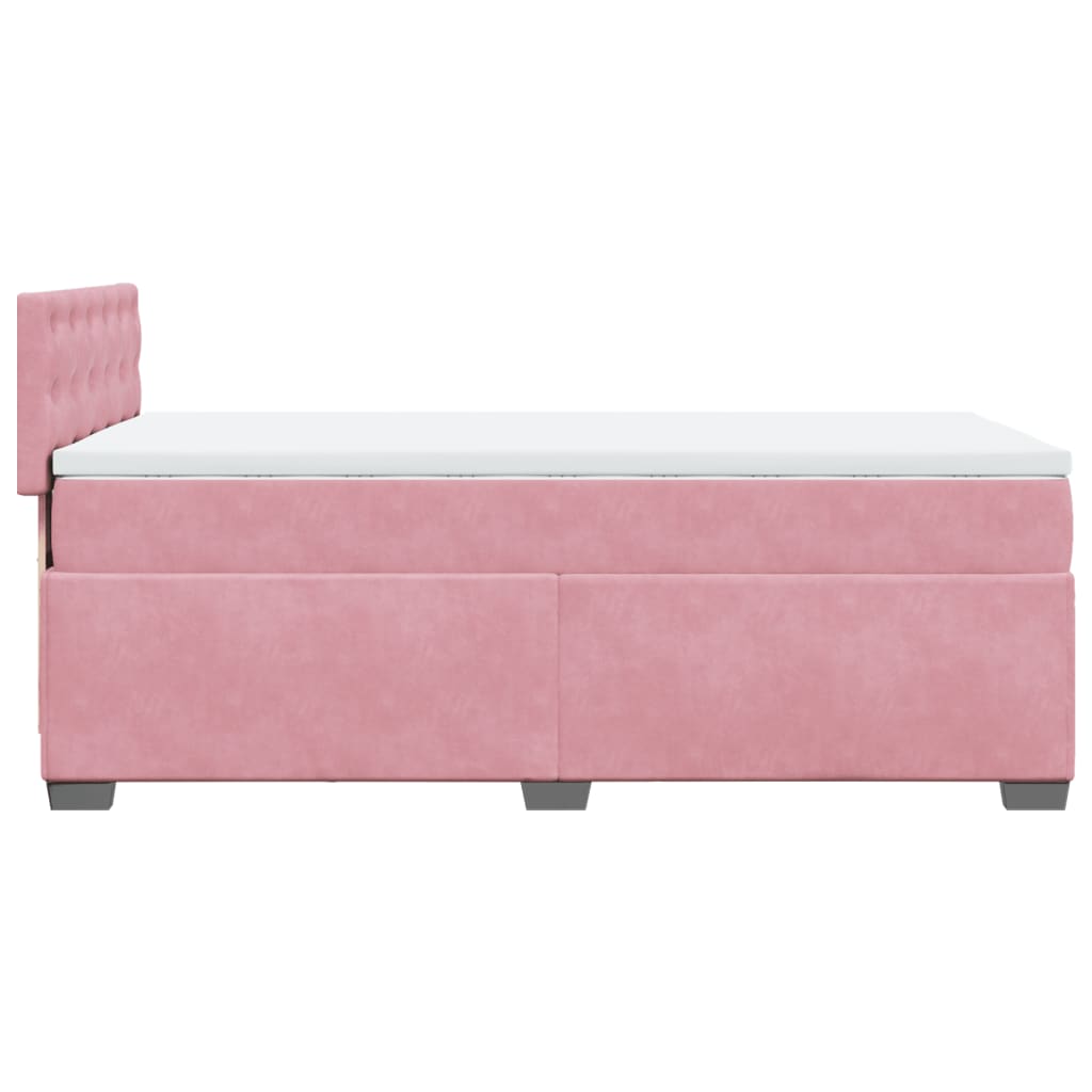 vidaXL Cama box spring con colchón terciopelo rosa 90x200 cm