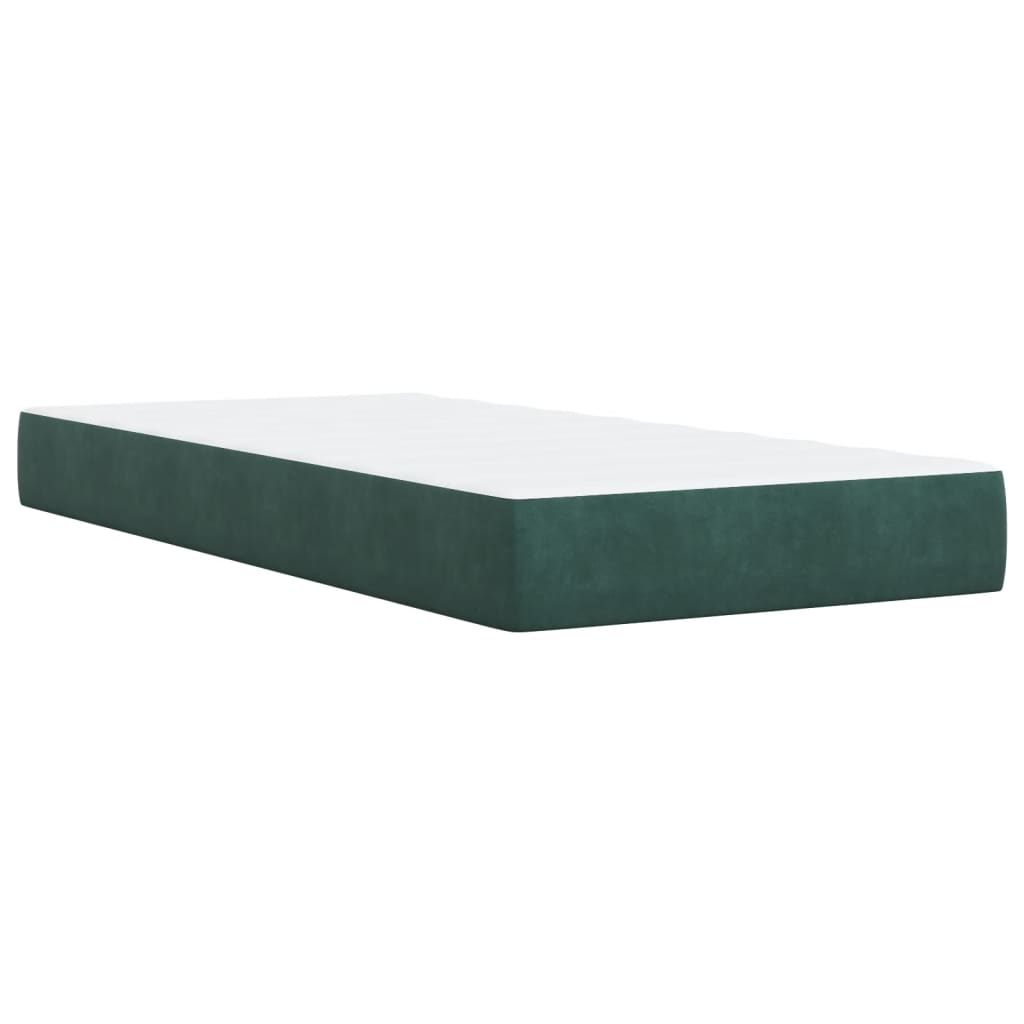 vidaXL Cama box spring con colchón terciopelo verde oscuro 90x200 cm