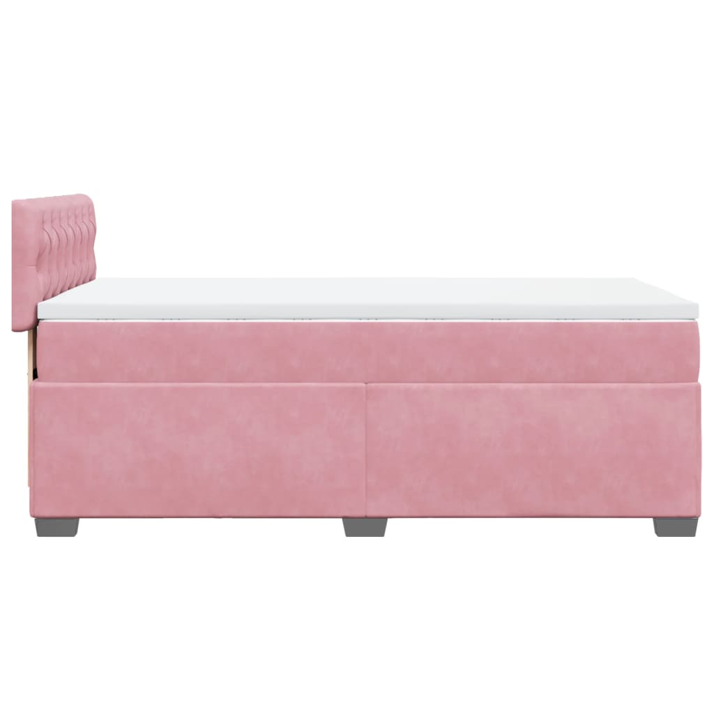 vidaXL Cama box spring con colchón terciopelo rosa 90x200 cm