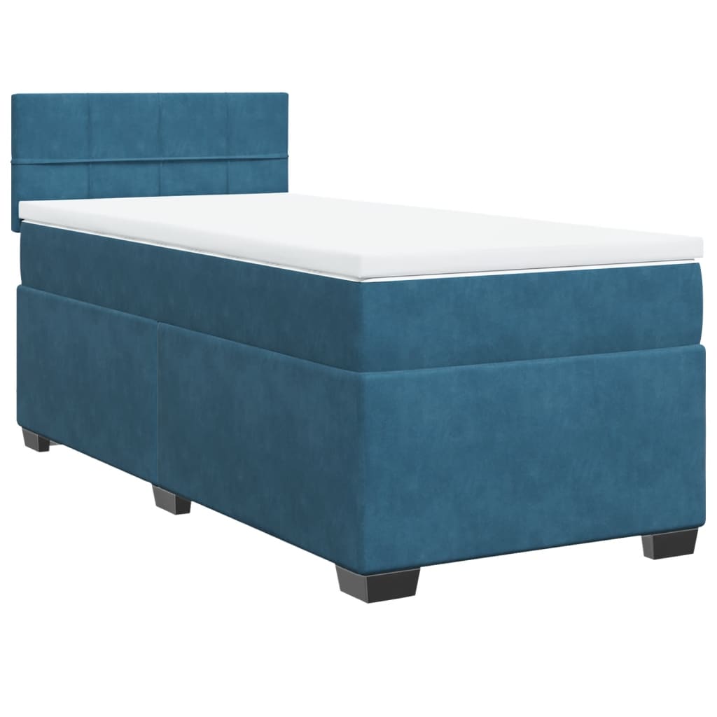 vidaXL Cama box spring con colchón terciopelo azul oscuro 90x200 cm