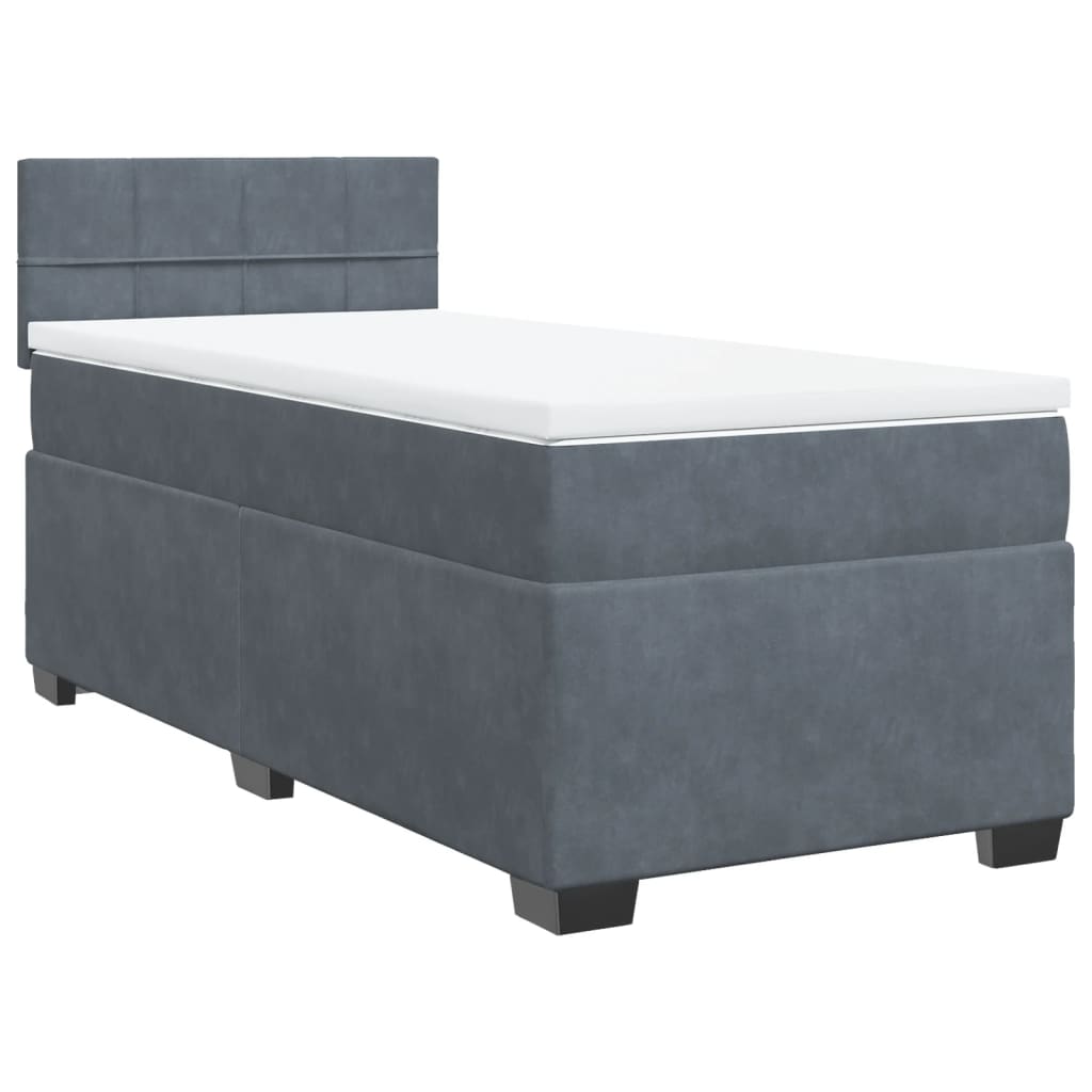 vidaXL Cama box spring con colchón terciopelo gris oscuro 100x200 cm