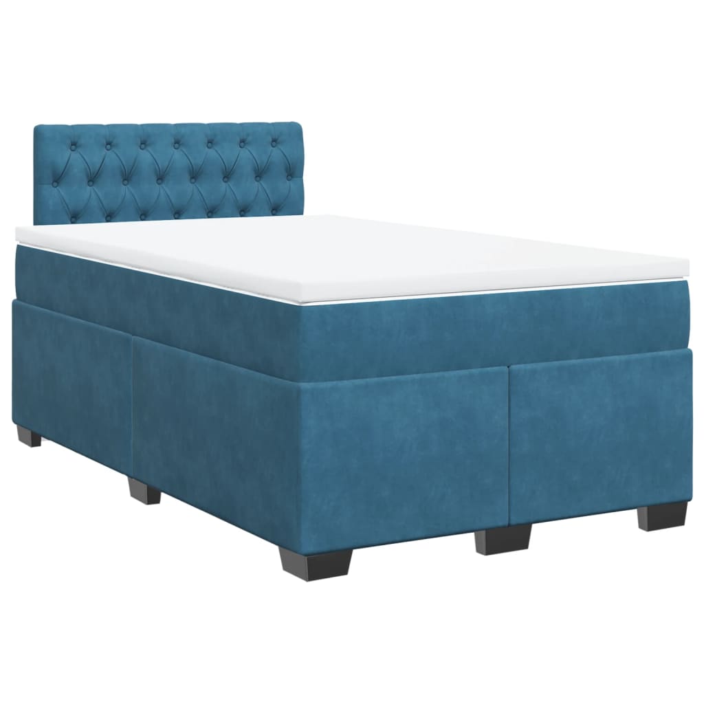 vidaXL Cama box spring con colchón terciopelo azul oscuro 120x190 cm