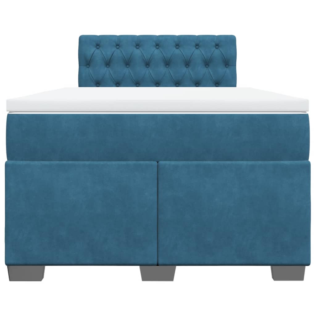 vidaXL Cama box spring con colchón terciopelo azul oscuro 120x190 cm