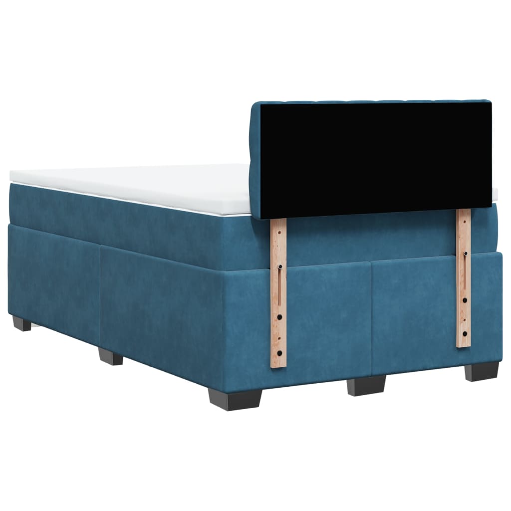 vidaXL Cama box spring con colchón terciopelo azul oscuro 120x190 cm