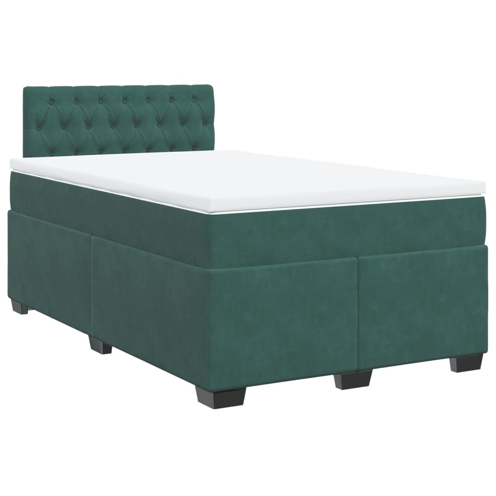 vidaXL Cama box spring con colchón terciopelo verde oscuro 120x200 cm