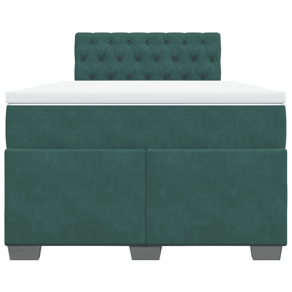 vidaXL Cama box spring con colchón terciopelo verde oscuro 120x200 cm