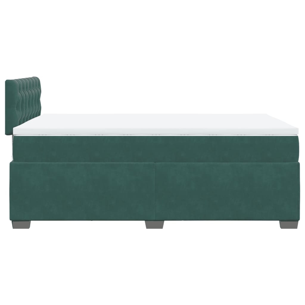 vidaXL Cama box spring con colchón terciopelo verde oscuro 120x200 cm