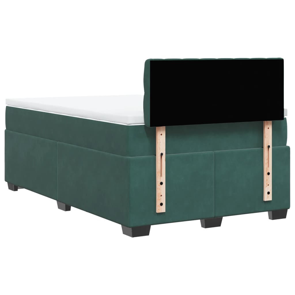 vidaXL Cama box spring con colchón terciopelo verde oscuro 120x200 cm