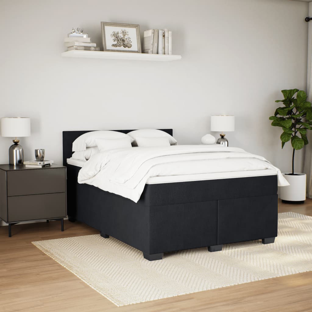 vidaXL Cama box spring con colchón terciopelo negro 140x190 cm