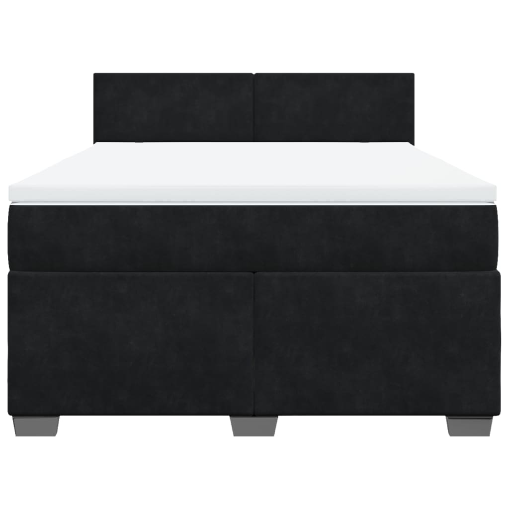 vidaXL Cama box spring con colchón terciopelo negro 140x190 cm