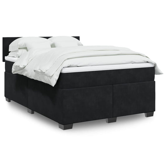 vidaXL Cama box spring con colchón terciopelo negro 140x190 cm