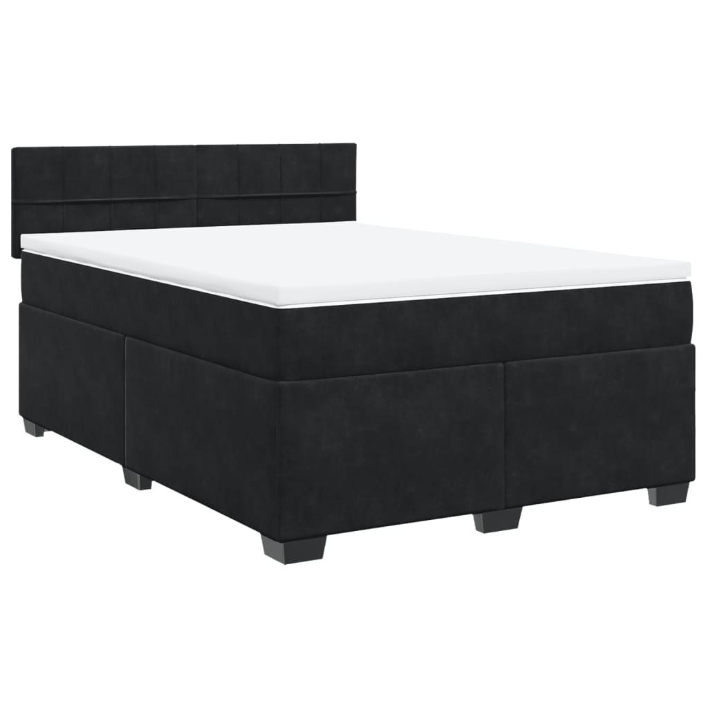 vidaXL Cama box spring con colchón terciopelo negro 140x190 cm