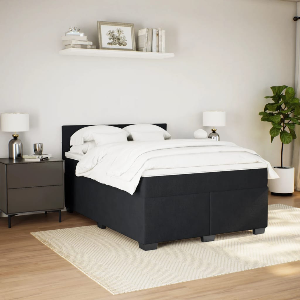 vidaXL Cama box spring con colchón terciopelo negro 140x190 cm