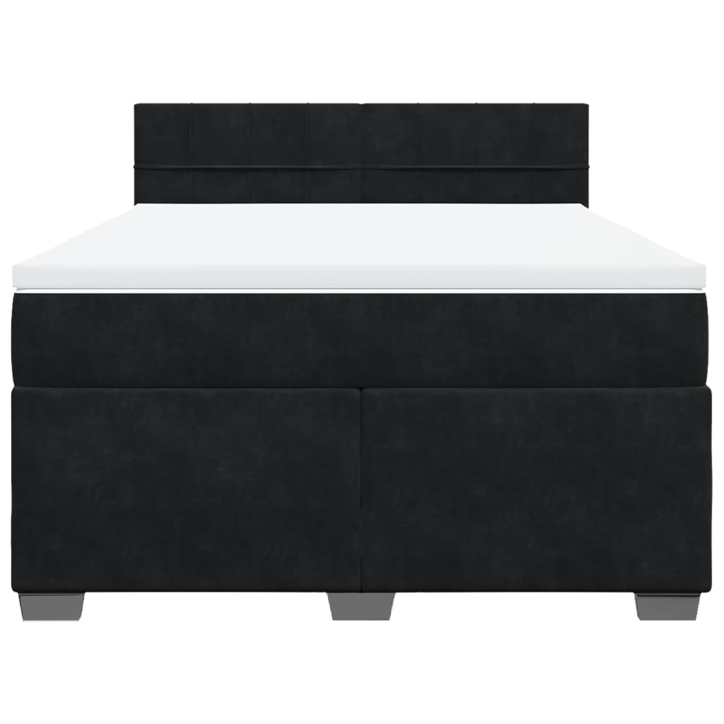 vidaXL Cama box spring con colchón terciopelo negro 140x190 cm