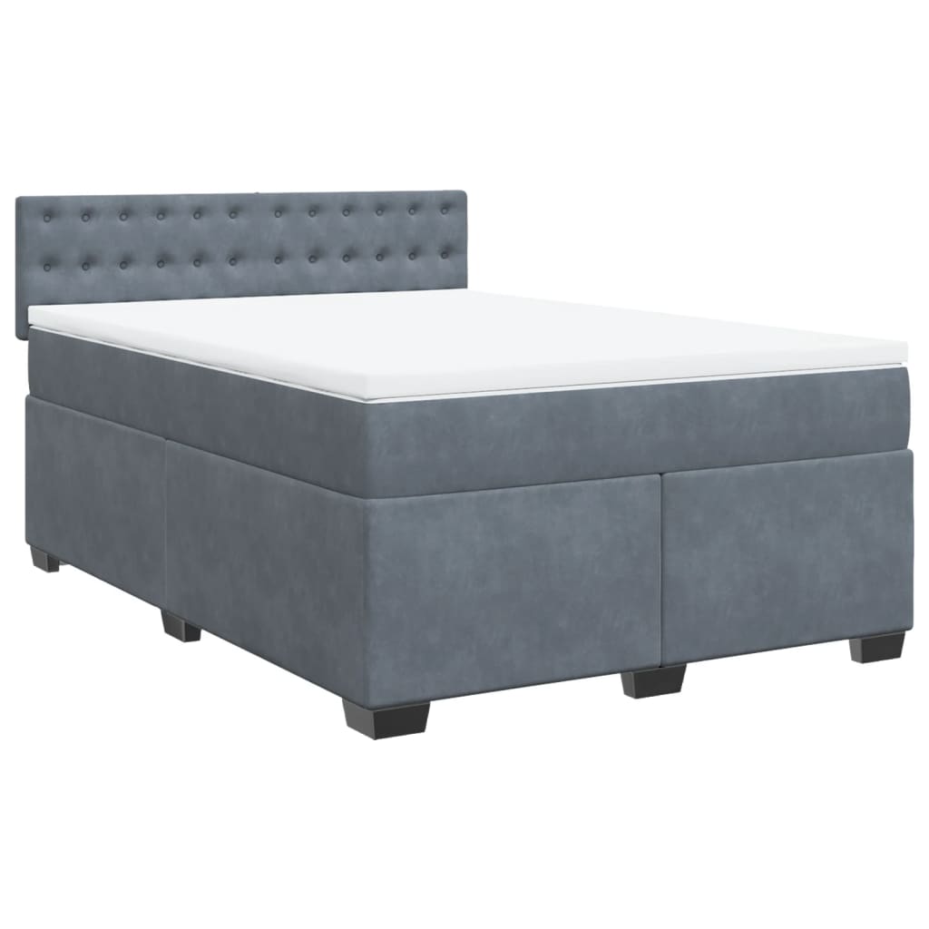 vidaXL Cama box spring con colchón terciopelo gris oscuro 140x190 cm