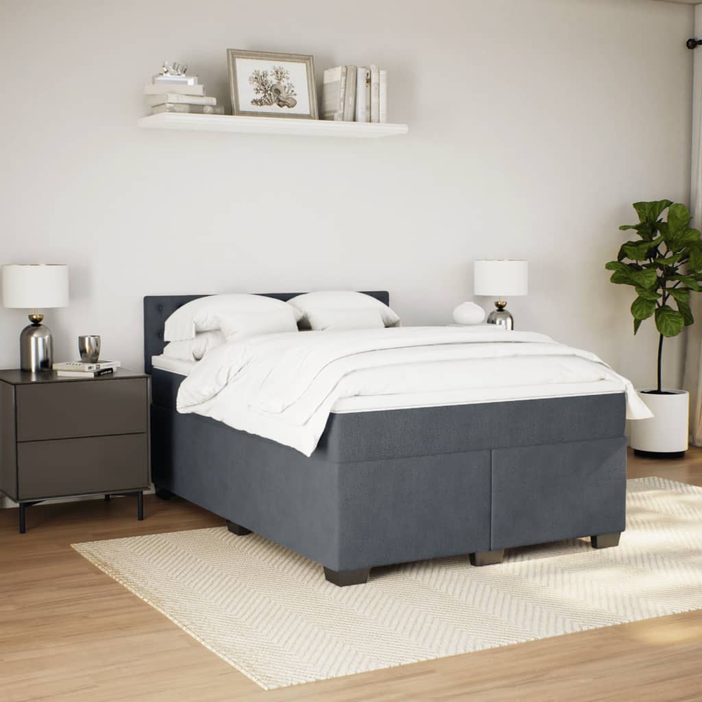 vidaXL Cama box spring con colchón terciopelo gris oscuro 140x190 cm