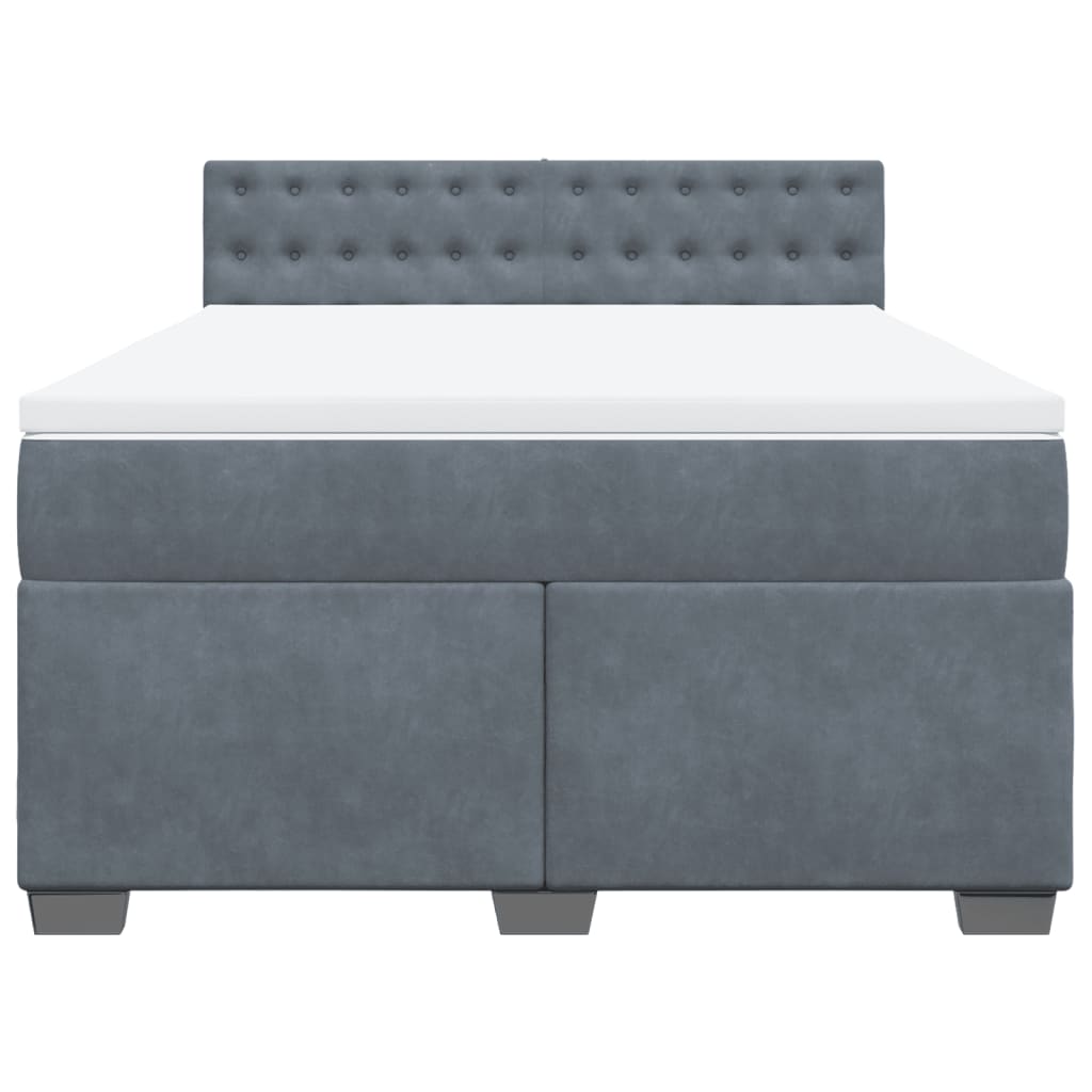 vidaXL Cama box spring con colchón terciopelo gris oscuro 140x190 cm