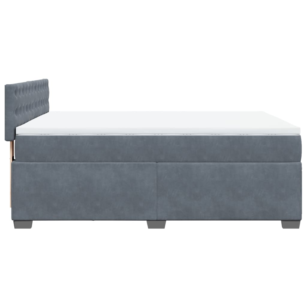 vidaXL Cama box spring con colchón terciopelo gris oscuro 140x190 cm