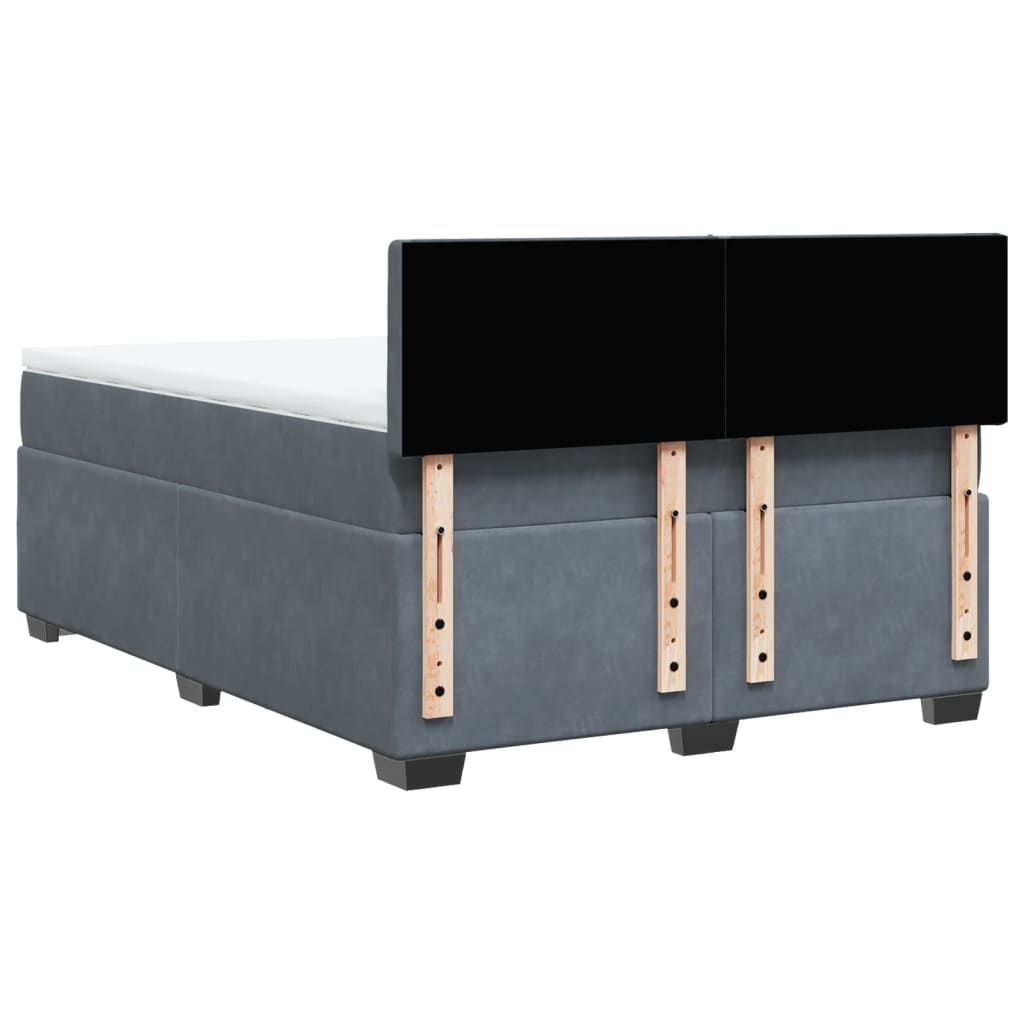 vidaXL Cama box spring con colchón terciopelo gris oscuro 140x190 cm