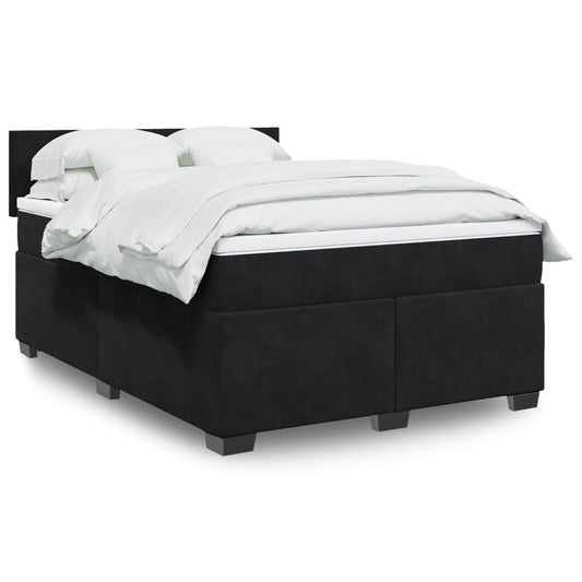 vidaXL Cama box spring con colchón terciopelo negro 140x200 cm