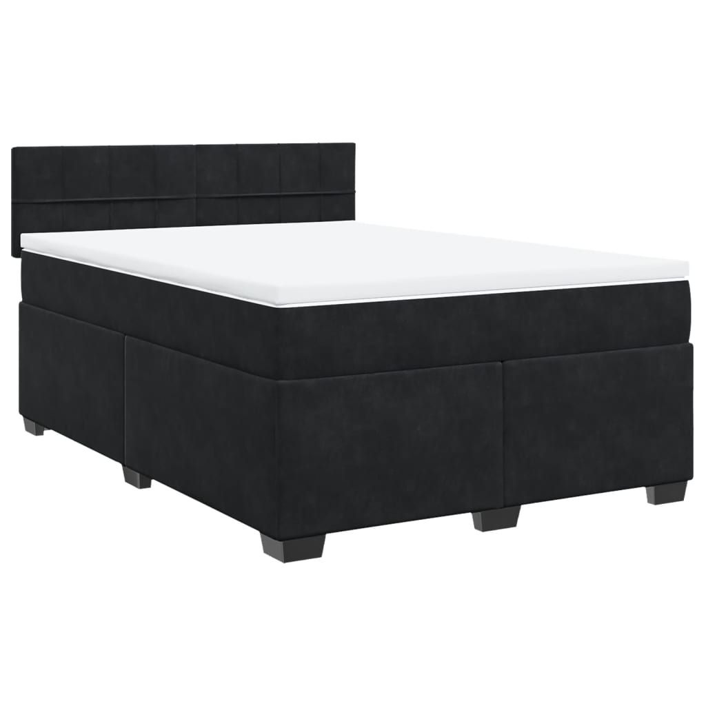 vidaXL Cama box spring con colchón terciopelo negro 140x200 cm