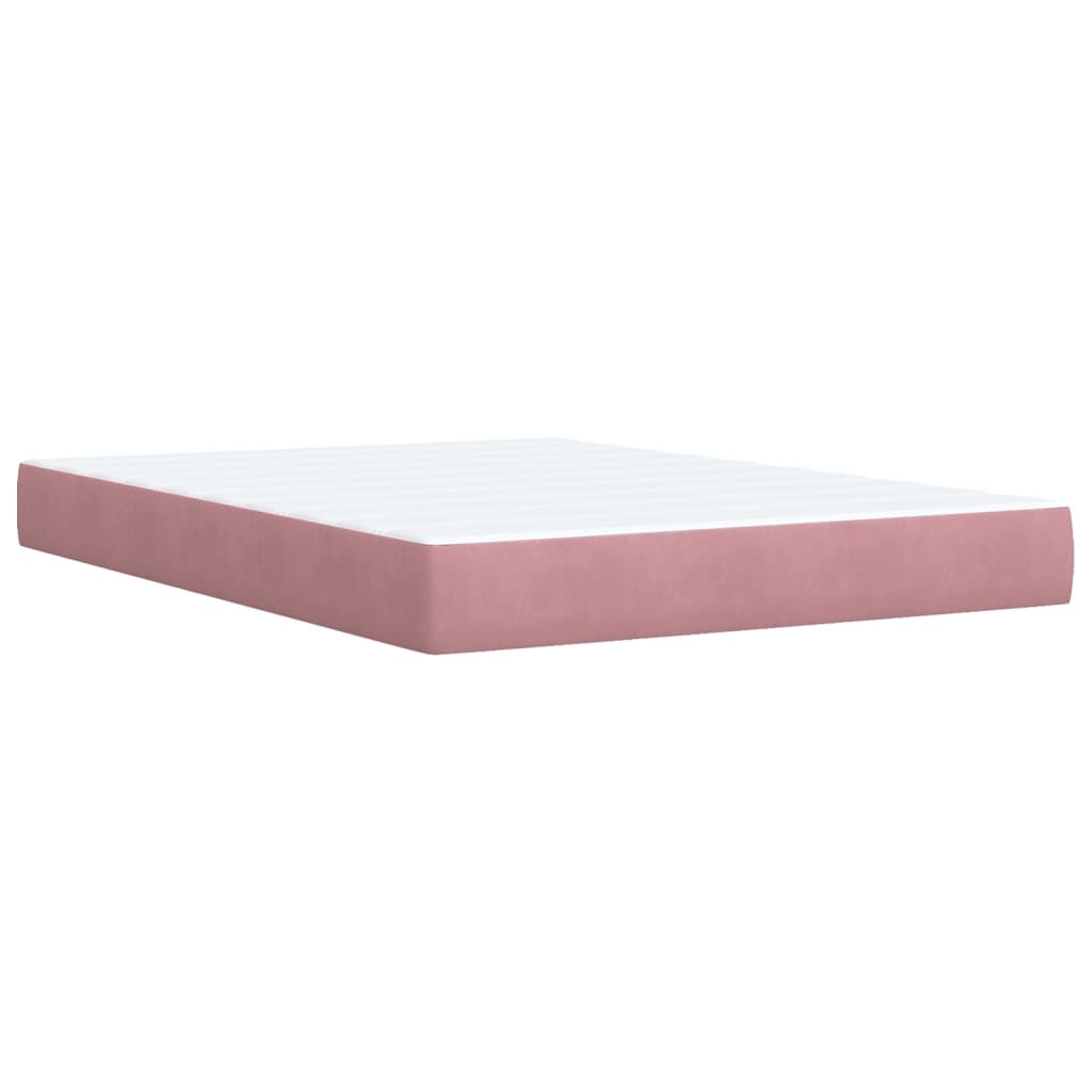 vidaXL Cama box spring con colchón terciopelo rosa oscuro 140x200 cm